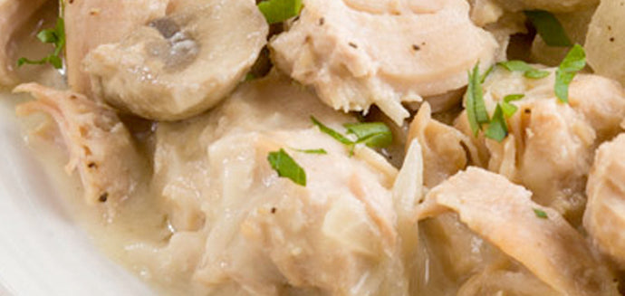 Turkey with Cream Mushroom Sauce