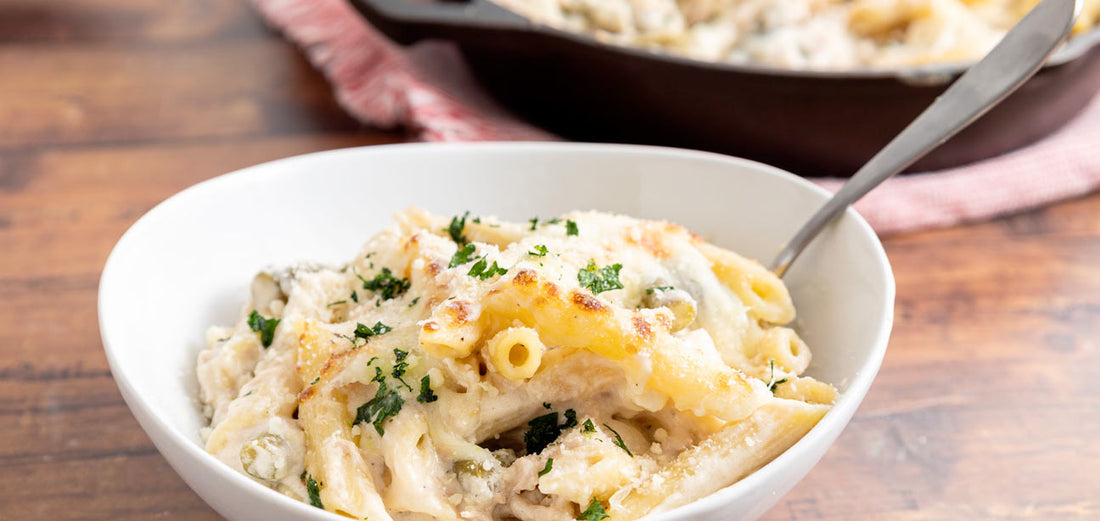 Shelf-Stable Cheesy Green Bean Skillet